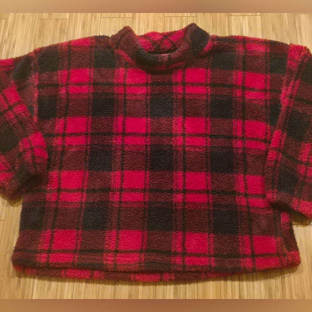 Maurices Red and Black Plaid Cozy Top - Picture 2 of 9
